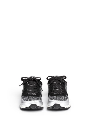 Figure View - Click To Enlarge - SAM EDELMAN - 'Des' leather trim bouclé tweed sneakers