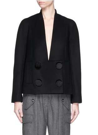 Main View - Click To Enlarge - STELLA MCCARTNEY - Double breasted velvet button wool melton jacket