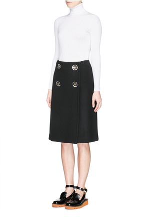 Figure View - Click To Enlarge - STELLA MCCARTNEY - Metal button wrap skirt