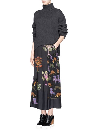 Figure View - Click To Enlarge - STELLA MCCARTNEY - Psychedelic tree print crepe maxi skirt
