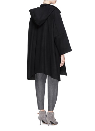 Back View - Click To Enlarge - STELLA MCCARTNEY - Hooded wool Melton cape coat