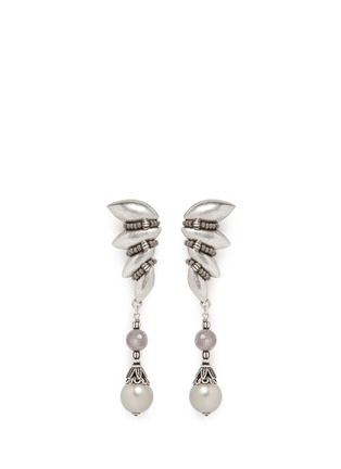 Main View - Click To Enlarge - MIRIAM HASKELL - Art deco feather crystal pearl drop earrings