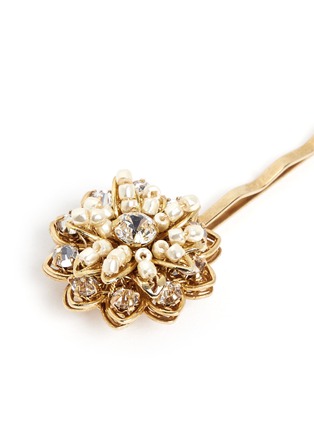 Detail View - Click To Enlarge - MIRIAM HASKELL - Crystal glass pearl small flower hair clip