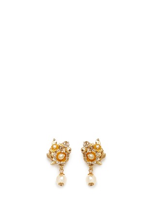 Main View - Click To Enlarge - MIRIAM HASKELL - Crystal flower baroque pearl drop earrings