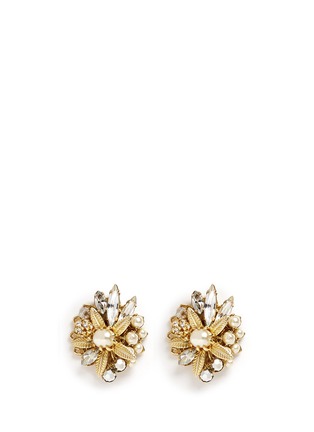 Main View - Click To Enlarge - MIRIAM HASKELL - Crystal pearl floral cluster stud earrings