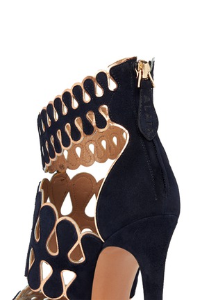 Detail View - Click To Enlarge - ALAÏA - Teardrop suede metallic leather sandals