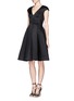 Front View - Click To Enlarge - CHICTOPIA - Textured box pleat flare dress