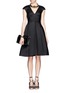 Figure View - Click To Enlarge - CHICTOPIA - Textured box pleat flare dress