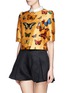 Front View - Click To Enlarge - CHICTOPIA - Cropped butterfly print shirt