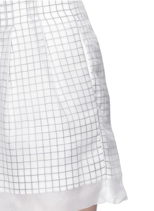 Detail View - Click To Enlarge - MO&CO. EDITION 10 - Organza overlay check embroidered shorts