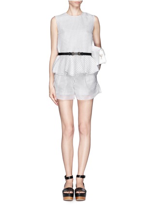 Figure View - Click To Enlarge - MO&CO. EDITION 10 - Organza overlay check embroidered shorts