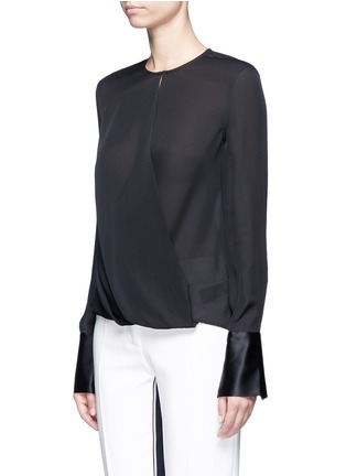 Front View - Click To Enlarge - RAG & BONE - 'Max' drape wrap front silk blouse