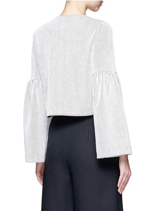 Back View - Click To Enlarge - TIBI - Button shoulder crinkle rib knit sweater