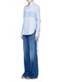 Front View - Click To Enlarge - TIBI - Tie sleeve contrast stripe cotton shirt