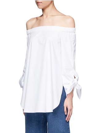 Front View - Click To Enlarge - TIBI - Off-shoulder cotton poplin top