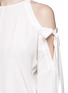 Detail View - Click To Enlarge - TIBI - Ribbon tie cold shoulder silk blouse