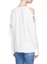 Back View - Click To Enlarge - TIBI - Ribbon tie cold shoulder silk blouse