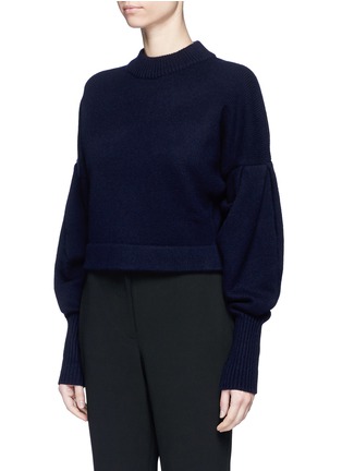 Front View - Click To Enlarge - TIBI - Pleated balloon sleeve cashmere sweater