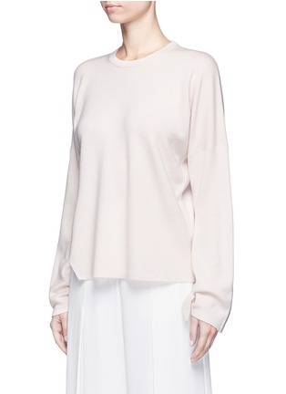Front View - Click To Enlarge - TIBI - Tie sleeve Merino wool sweater