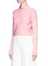 Front View - Click To Enlarge - TIBI - Mock neck cropped rib knit sweater