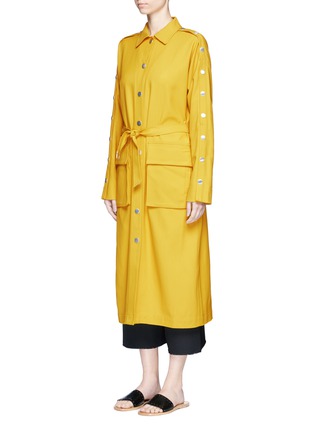 Front View - Click To Enlarge - TIBI - Belted split sleeve twill trench coat
