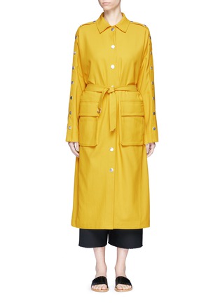 Main View - Click To Enlarge - TIBI - Belted split sleeve twill trench coat