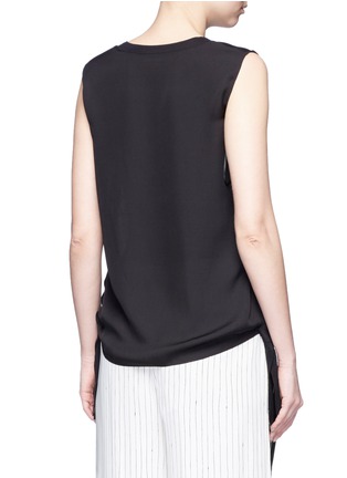 Back View - Click To Enlarge - VINCE - Knotted ruched ribbon silk tank top