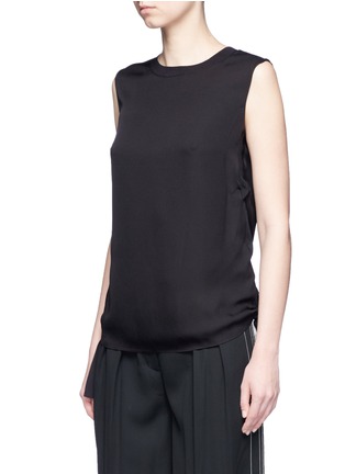 Front View - Click To Enlarge - VINCE - Knotted ruched ribbon silk tank top