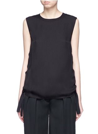 Main View - Click To Enlarge - VINCE - Knotted ruched ribbon silk tank top