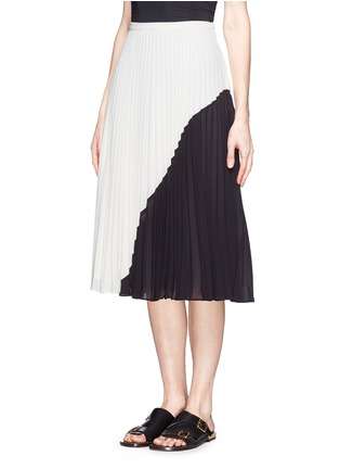 Front View - Click To Enlarge - WHISTLES - Ellie colour block plissé pleat midi skirt