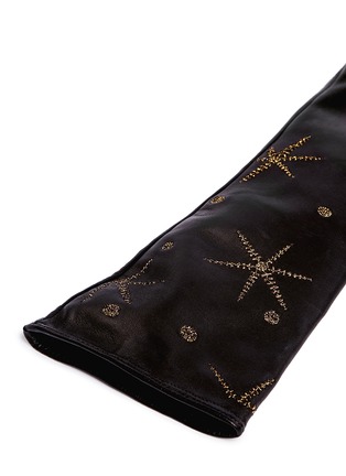 Detail View - Click To Enlarge - VALENTINO GARAVANI - Metallic star embroidered long leather gloves