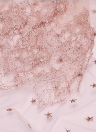 Detail View - Click To Enlarge - VALENTINO GARAVANI - Floral lace trim star embroidered tulle scarf