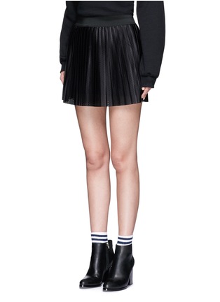 Front View - Click To Enlarge - TOPSHOP - Pleated Airtex mesh mini skirt