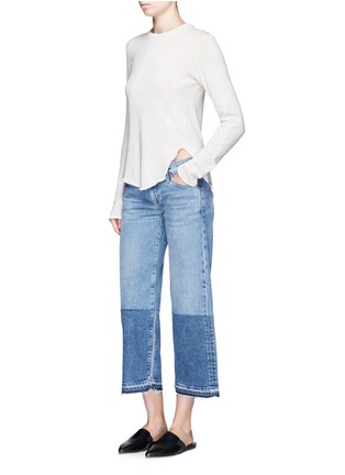 Figure View - Click To Enlarge - SIMON MILLER - 'Thomas' colourblock patchwork cuff cropped jeans