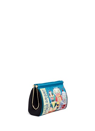 Front View - Click To Enlarge - CHARLOTTE OLYMPIA - 'Your Robot Maggie' embroidery clutch