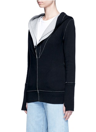 Front View - Click To Enlarge - NORMA KAMALI - Reversible bonded jersey zip hoodie