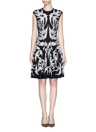 Main View - Click To Enlarge - ALEXANDER MCQUEEN - Swallow jacquard knit dress