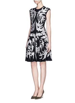 Figure View - Click To Enlarge - ALEXANDER MCQUEEN - Swallow jacquard knit dress