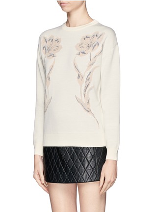 Front View - Click To Enlarge - ALEXANDER MCQUEEN - Floral jacquard wool sweater