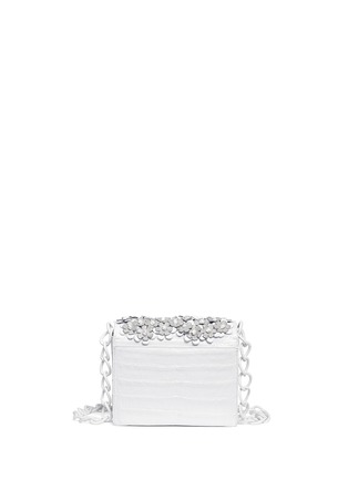 Back View - Click To Enlarge - NANCY GONZALEZ - 'Gio' flower appliqué crocodile leather crossbody bag