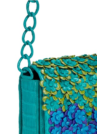 Detail View - Click To Enlarge - NANCY GONZALEZ - 'Gio' flower appliqué crocodile leather crossbody bag