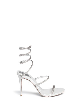 Main View - Click To Enlarge - RENÉ CAOVILLA - 'Snake' strass pavé spring coil anklet sandals