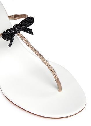 Detail View - Click To Enlarge - RENÉ CAOVILLA - Strass pavé bow satin T-strap sandals