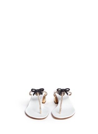 Front View - Click To Enlarge - RENÉ CAOVILLA - Strass pavé bow satin T-strap sandals