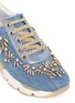 Detail View - Click To Enlarge - RENÉ CAOVILLA - 'Running' crystal appliqué leather trim denim sneakers