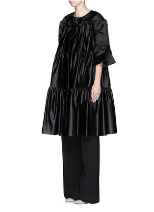 Front View - Click To Enlarge - ROKSANDA - 'Tamworth' silk satin tiered ruffle dress coat