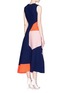 Back View - Click To Enlarge - ROKSANDA - 'Celeste' geometric panel wool crepe midi flare dress