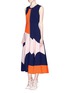 Figure View - Click To Enlarge - ROKSANDA - 'Celeste' geometric panel wool crepe midi flare dress