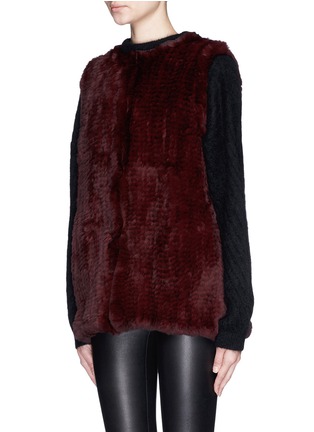 Front View - Click To Enlarge - 72348 - 'Libby' long rabbit fur knit gilet