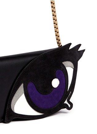 Detail View - Click To Enlarge - PIERRE HARDY - 'Oh Roy' eye appliqué leather clutch
